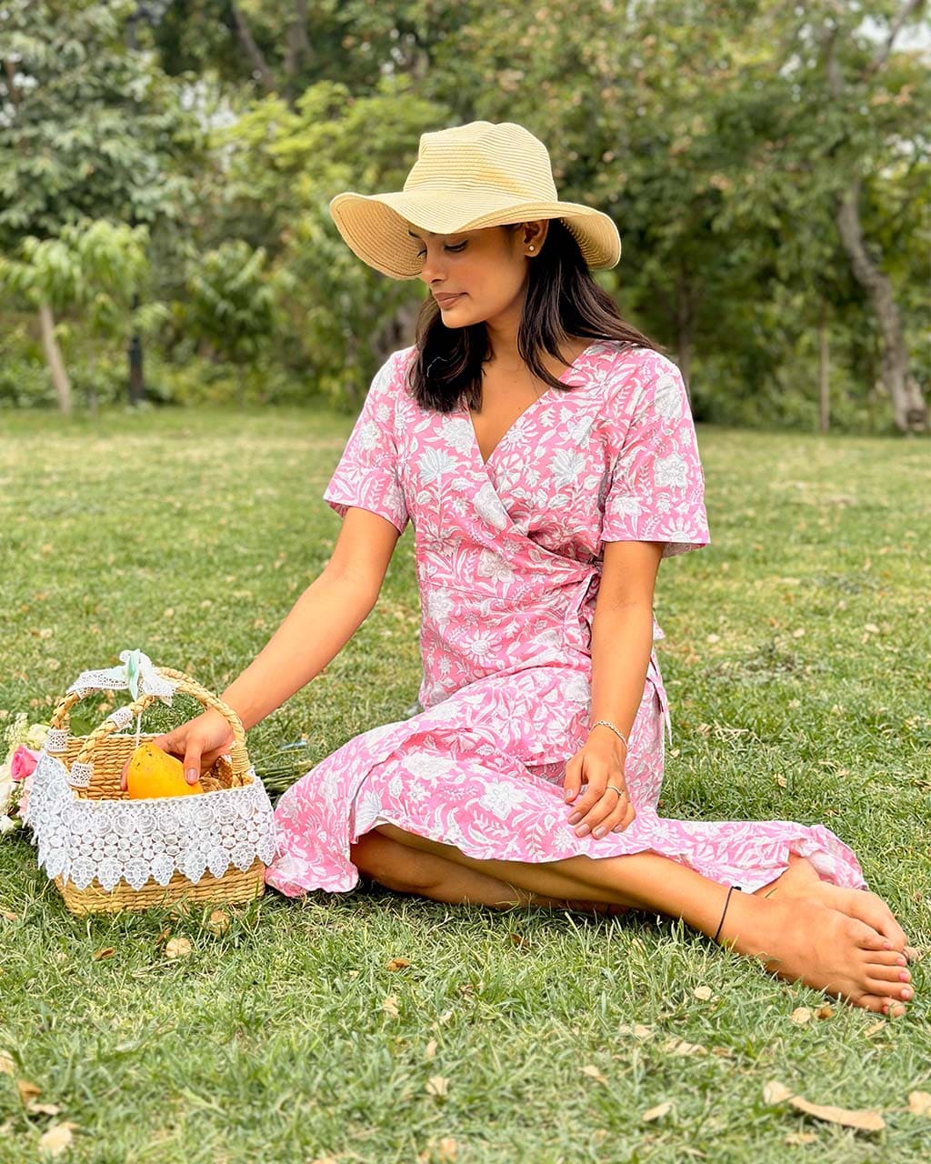 open lace back dress Lavina Pink Puff Sleeve Satin Wrap Front Midi Dress  Get That Trend