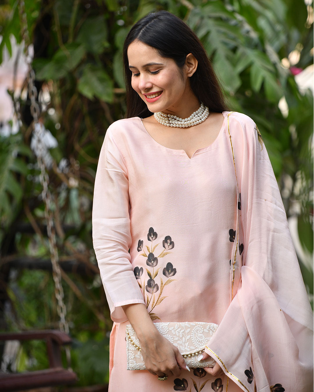 PEACH HAND PAINTED SUIT SET