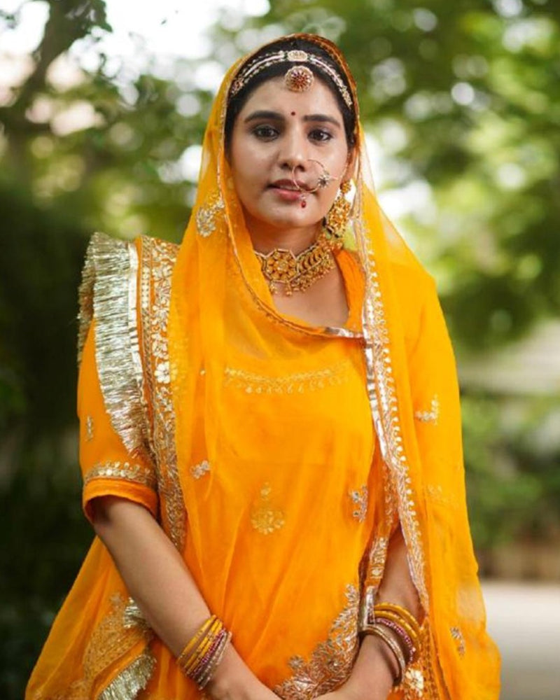 GULABI DORI SAFFRON GOTTA PATTI RAJPUTI POSHAK – Gulabi Dori