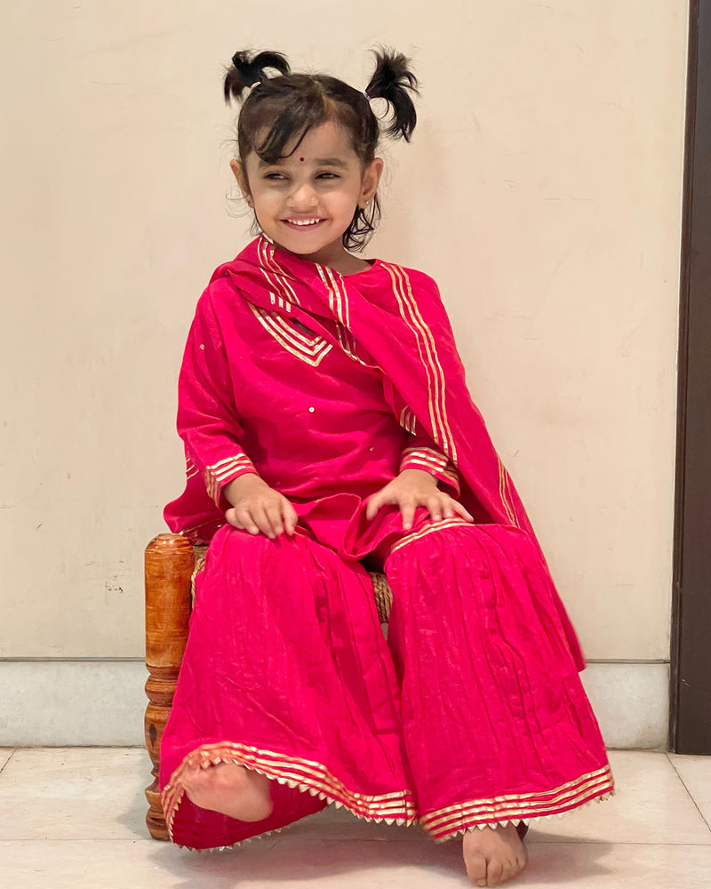 RANI COTTON KID'S SHARARA SET Gulabi Dori