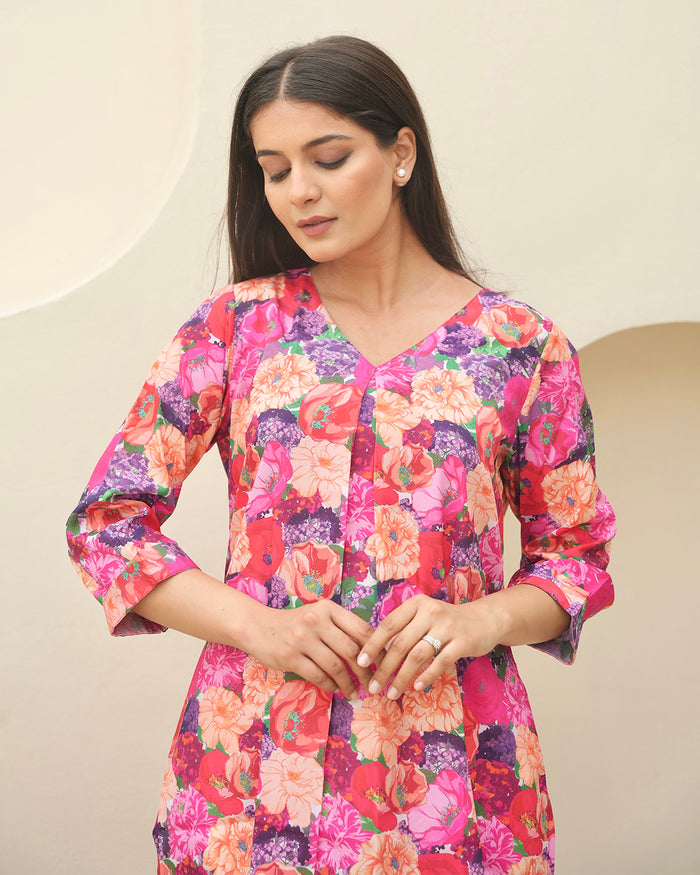 PINK FLOWER DIGITAL PRINT CO-ORD SET