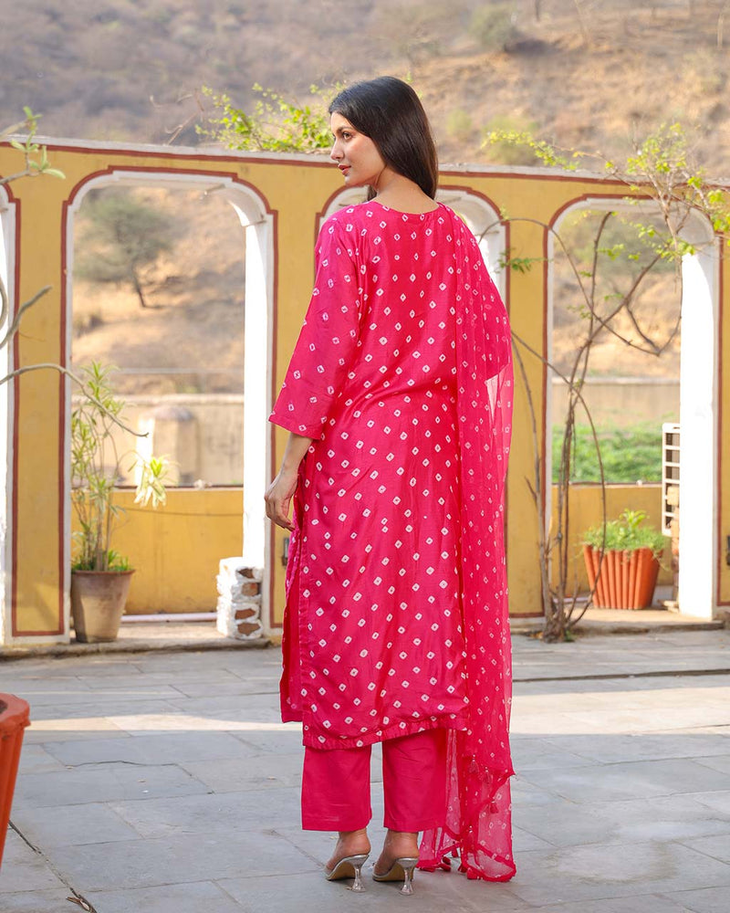 RANI COTTON SILK BANDHEJ SUIT SET