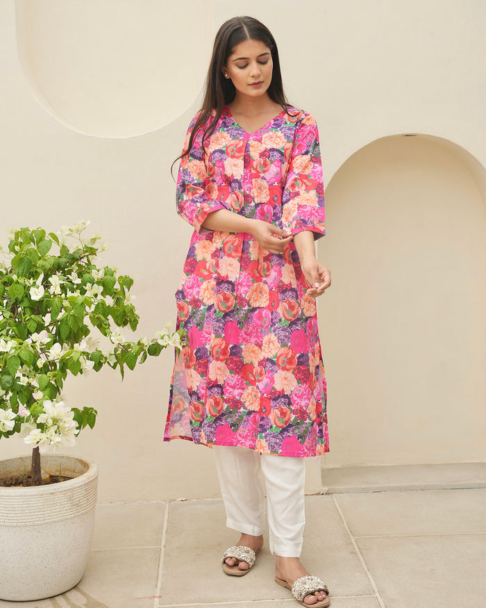PINK FLOWER DIGITAL PRINT CO-ORD SET