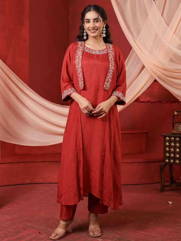 ORANGE CO-ORD SET WITH SHRUG