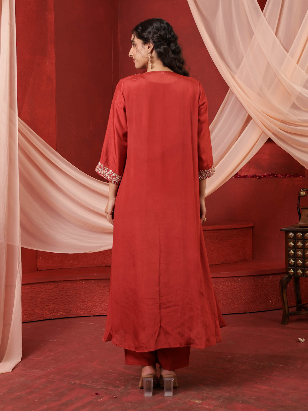 ORANGE CO-ORD SET WITH SHRUG