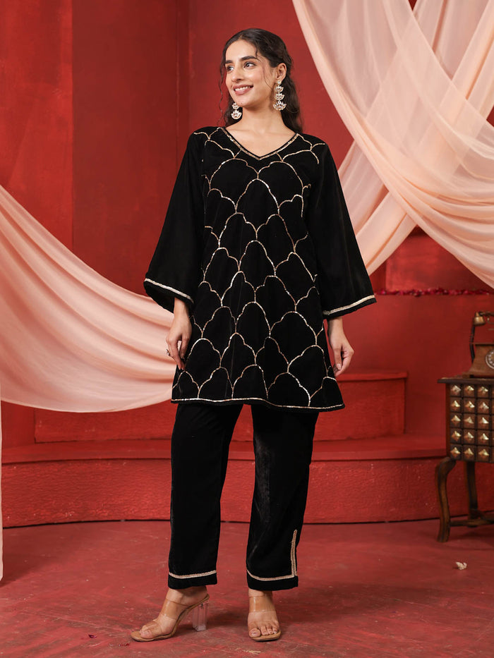 MIDNIGHT BLACK VELVET CO-ORD SET