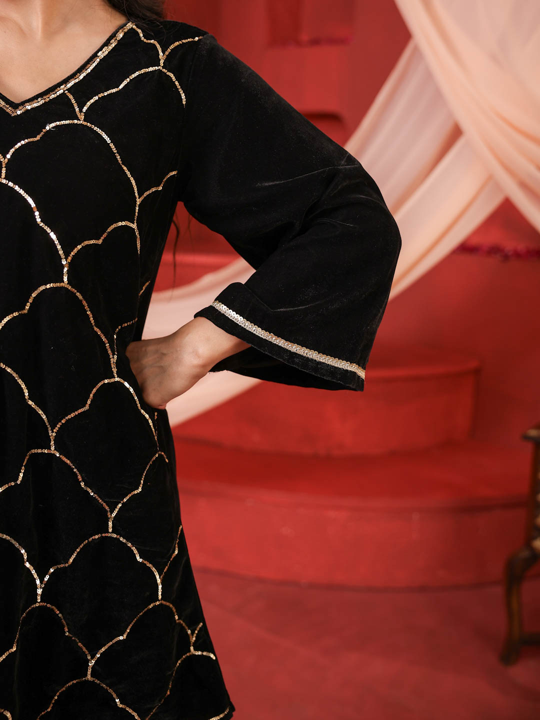 MIDNIGHT BLACK VELVET CO-ORD SET