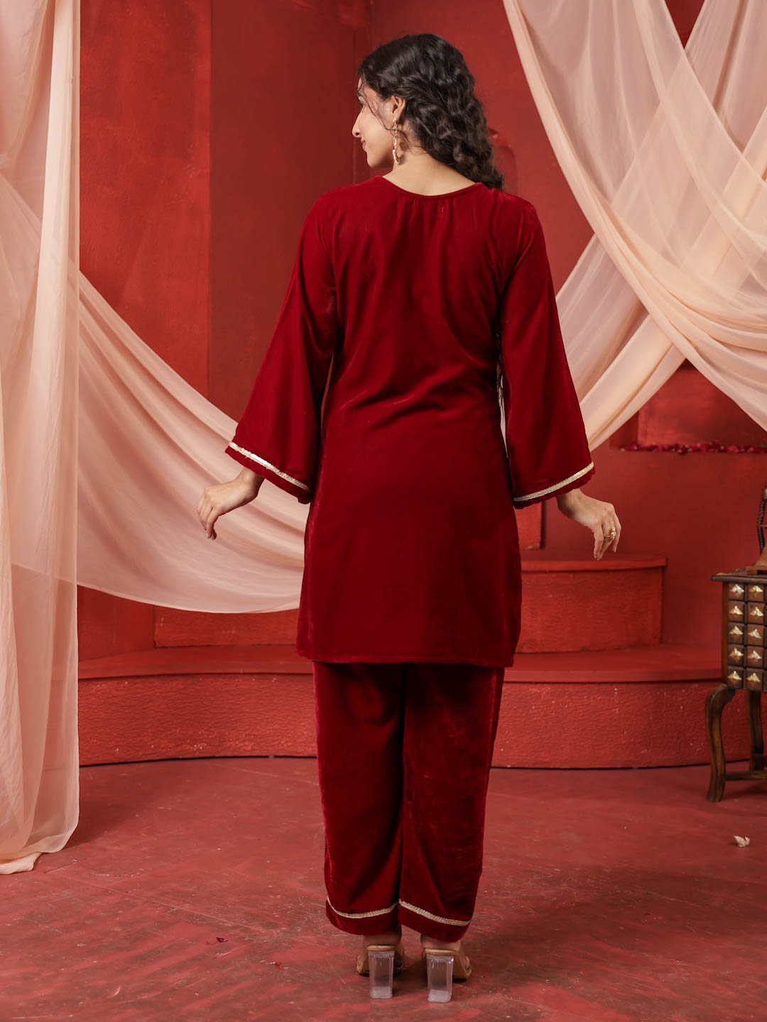 CRIMSON RED VELVET CO-ORD SET