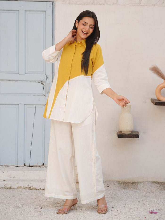 MUSTARD YELLOW COTTON SLUB CO-ORD SET