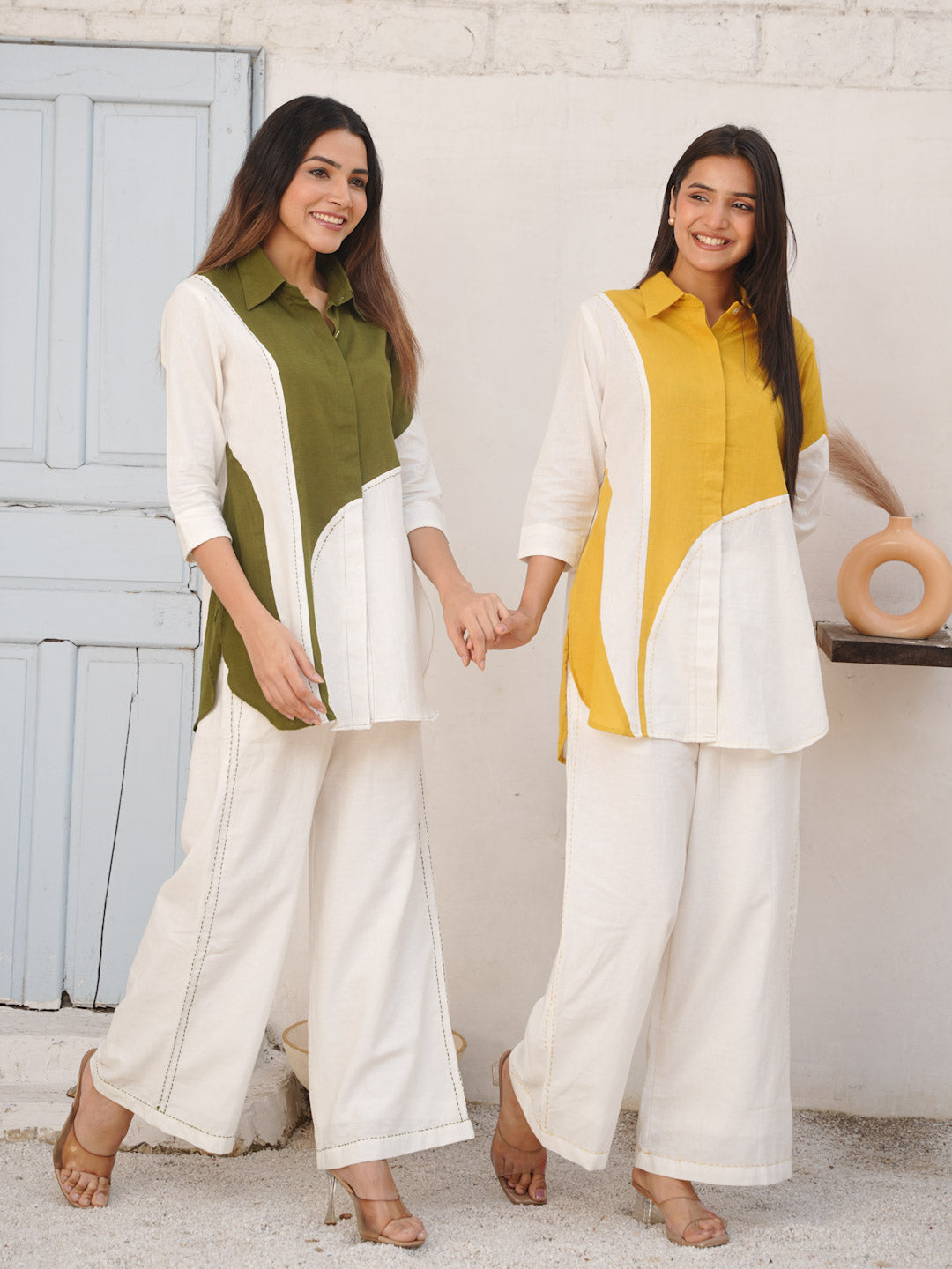 MUSTARD YELLOW COTTON SLUB CO-ORD SET
