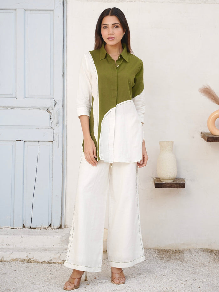 MOSS GREEN COTTON SLUB CO-ORD SET