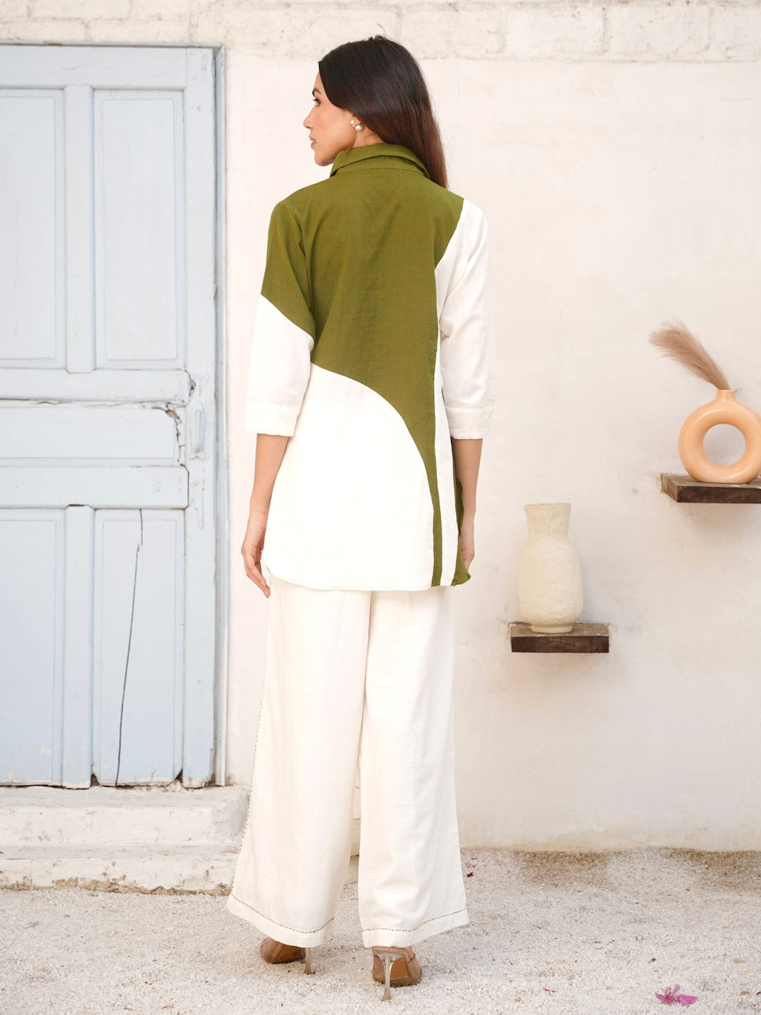 MOSS GREEN COTTON SLUB CO-ORD SET