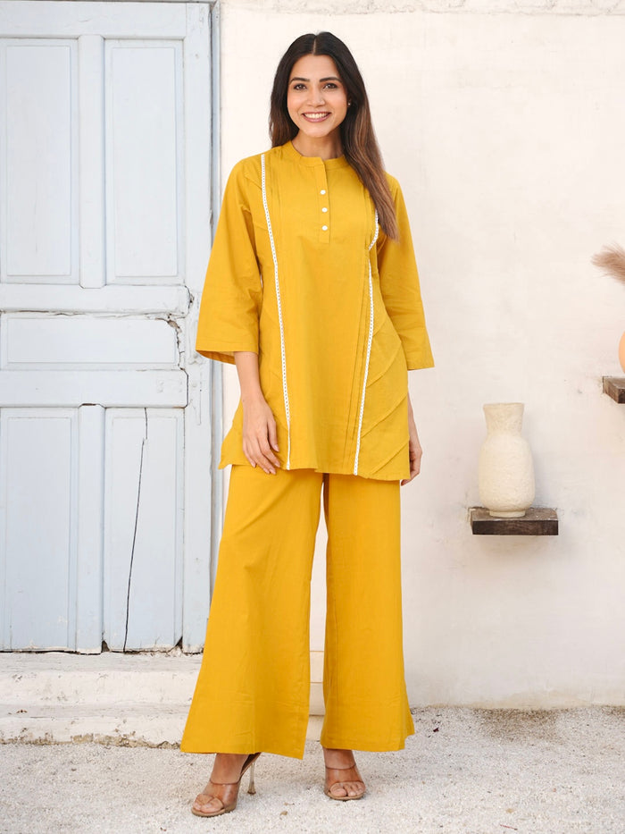 MUSTARD YELLOW COTTON CO-ORD SET