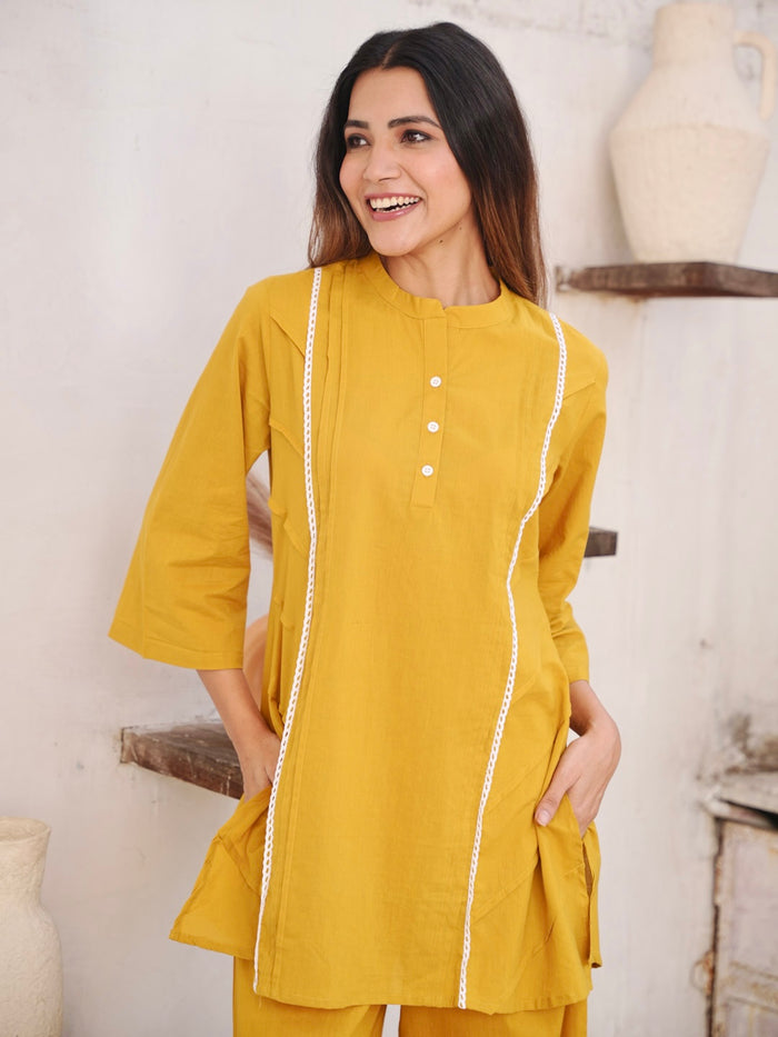 MUSTARD YELLOW COTTON CO-ORD SET