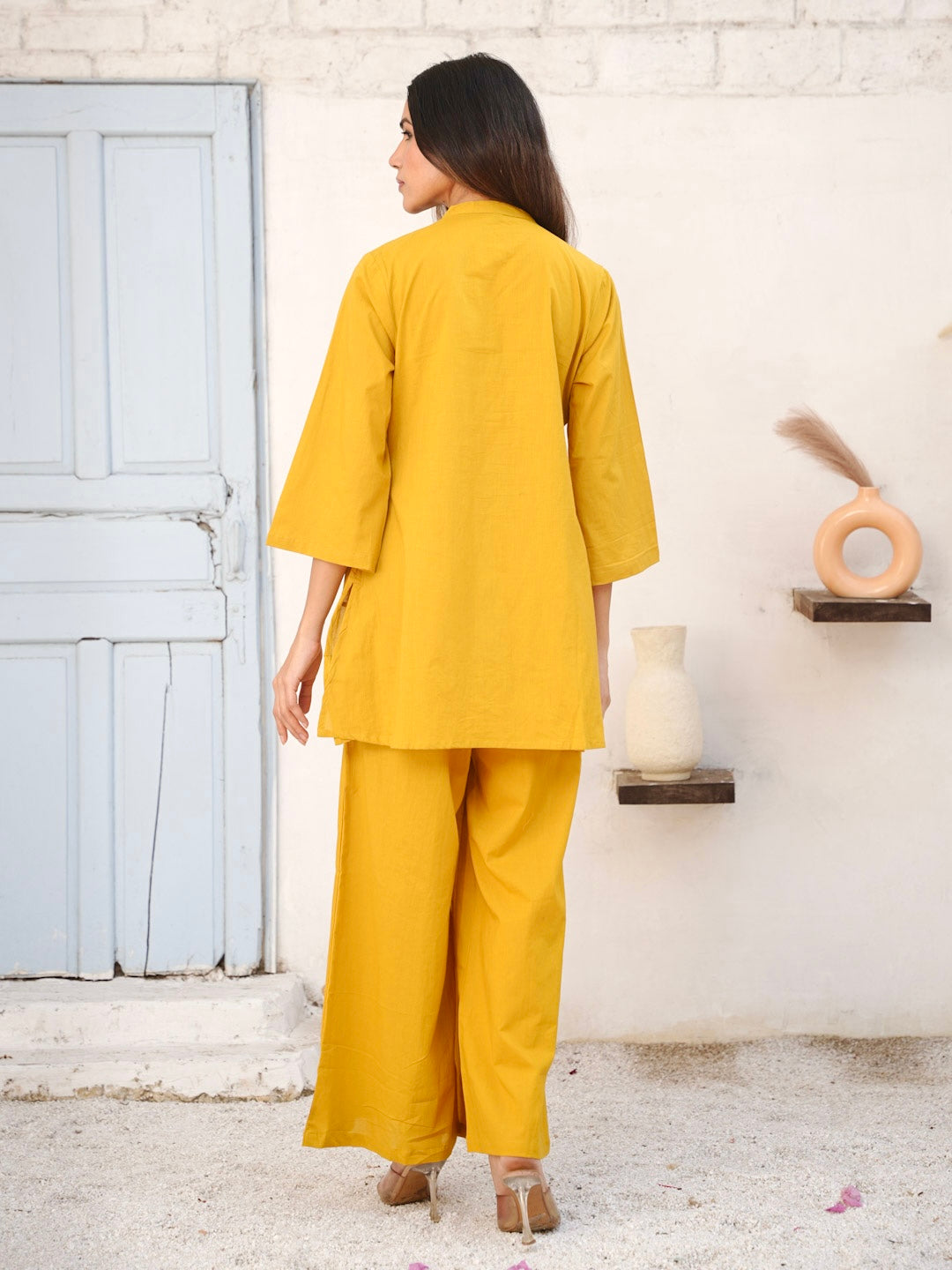 MUSTARD YELLOW COTTON CO-ORD SET