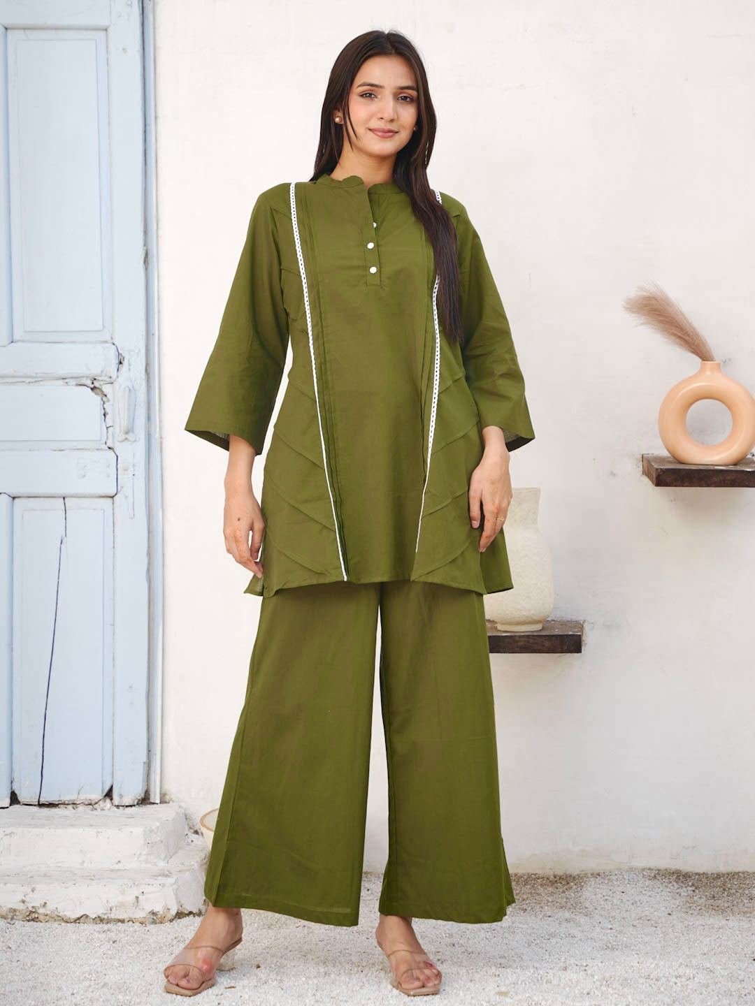 MOSS GREEN COTTON CO-ORD SET
