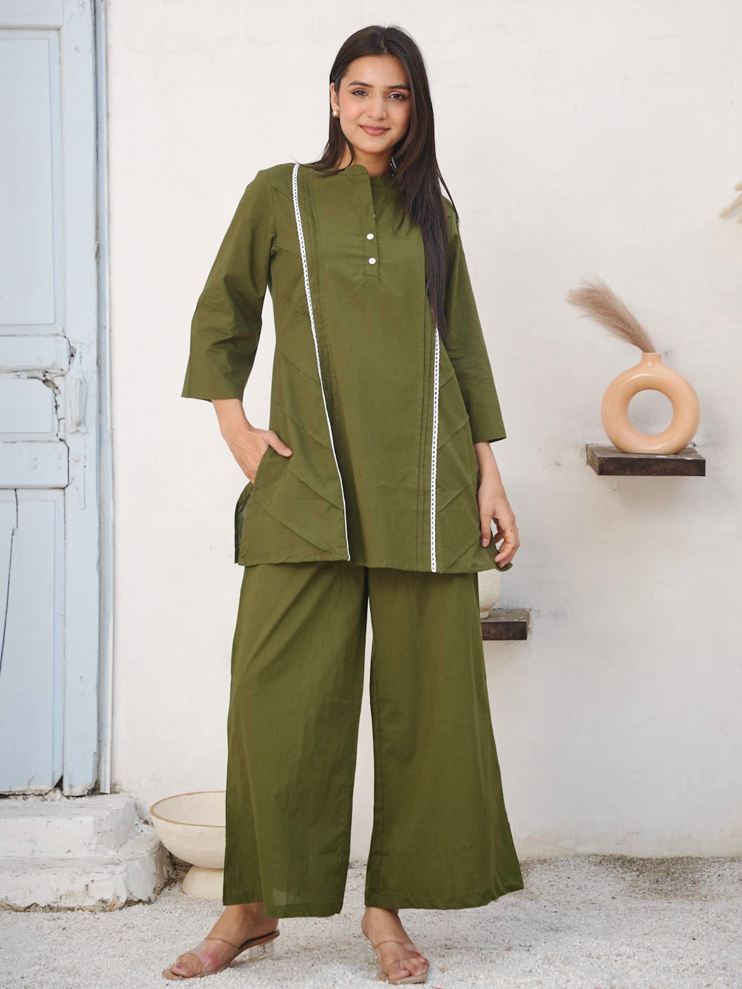 MOSS GREEN COTTON CO-ORD SET
