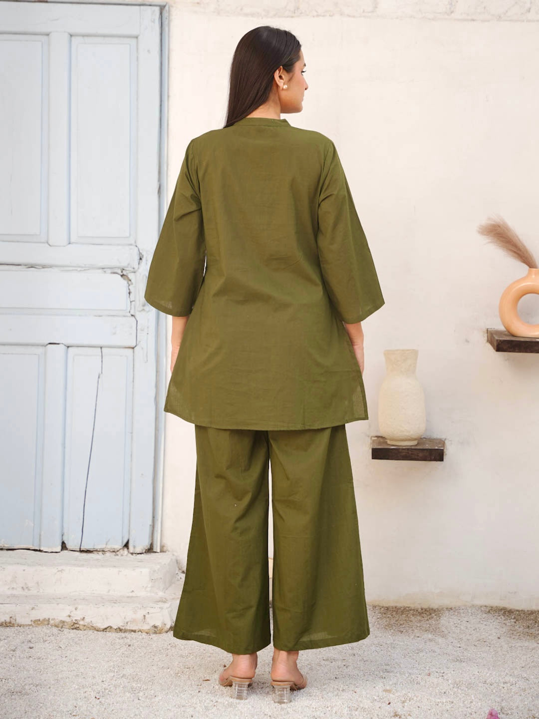 MOSS GREEN COTTON CO-ORD SET