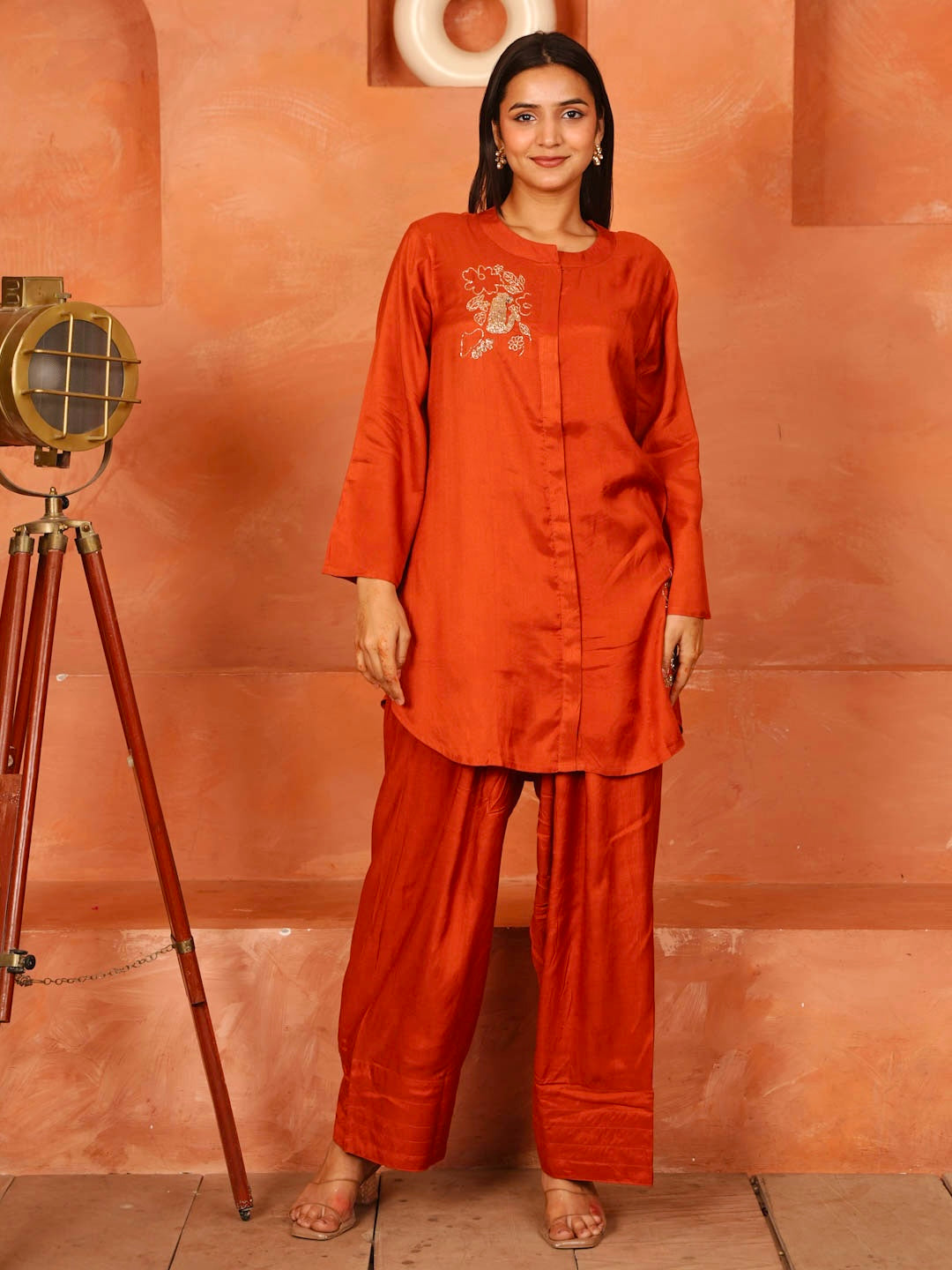 RUST ORANGE HANDWORK CO-ORD SET