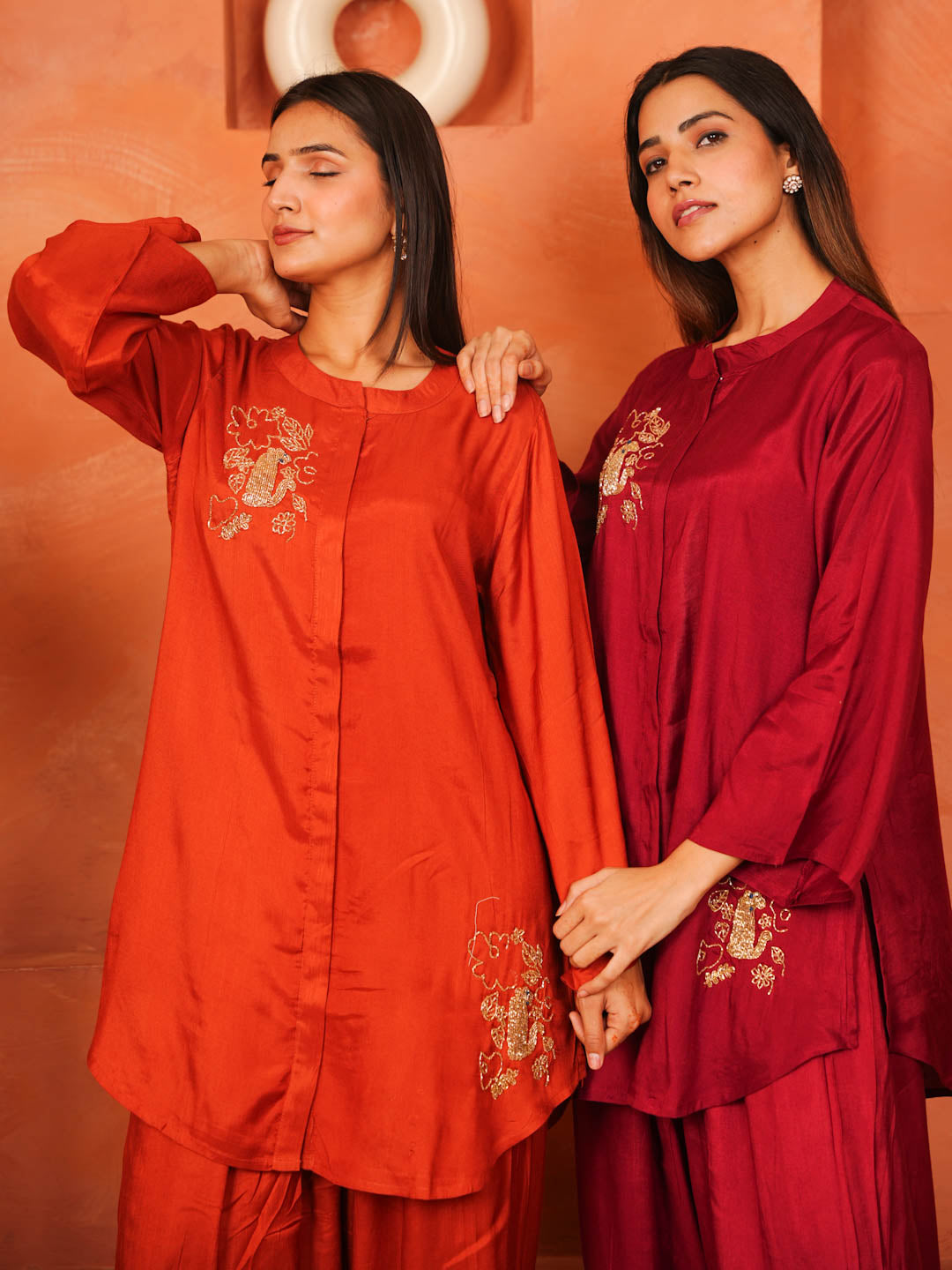 RUST ORANGE HANDWORK CO-ORD SET