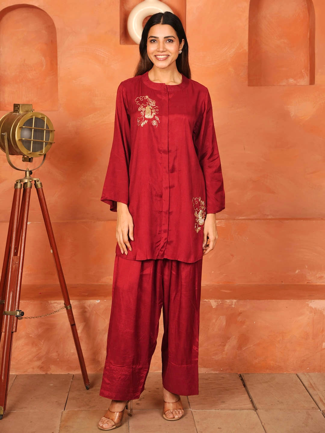 MAROON HANDWORK CO-ORD SET