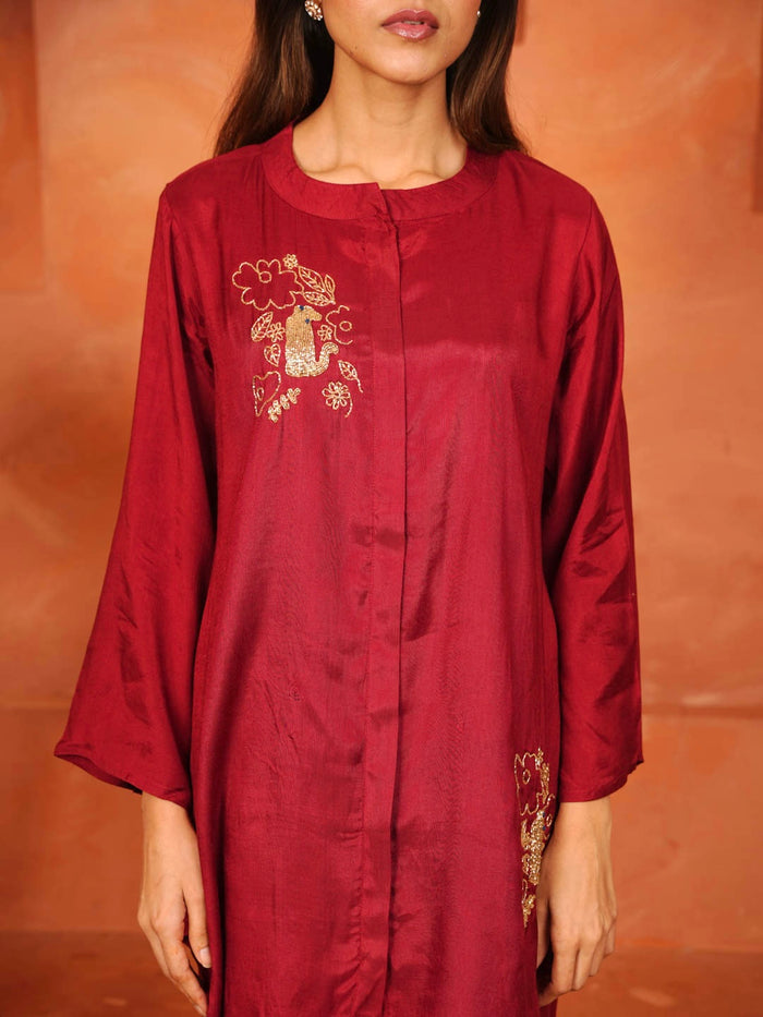 MAROON HANDWORK CO-ORD SET