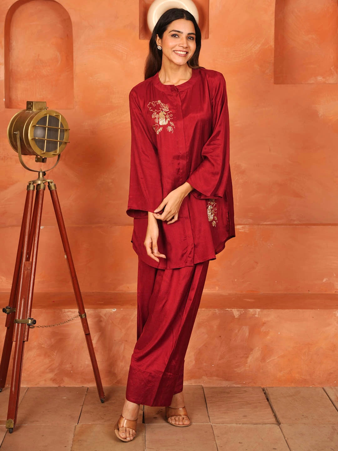 MAROON HANDWORK CO-ORD SET