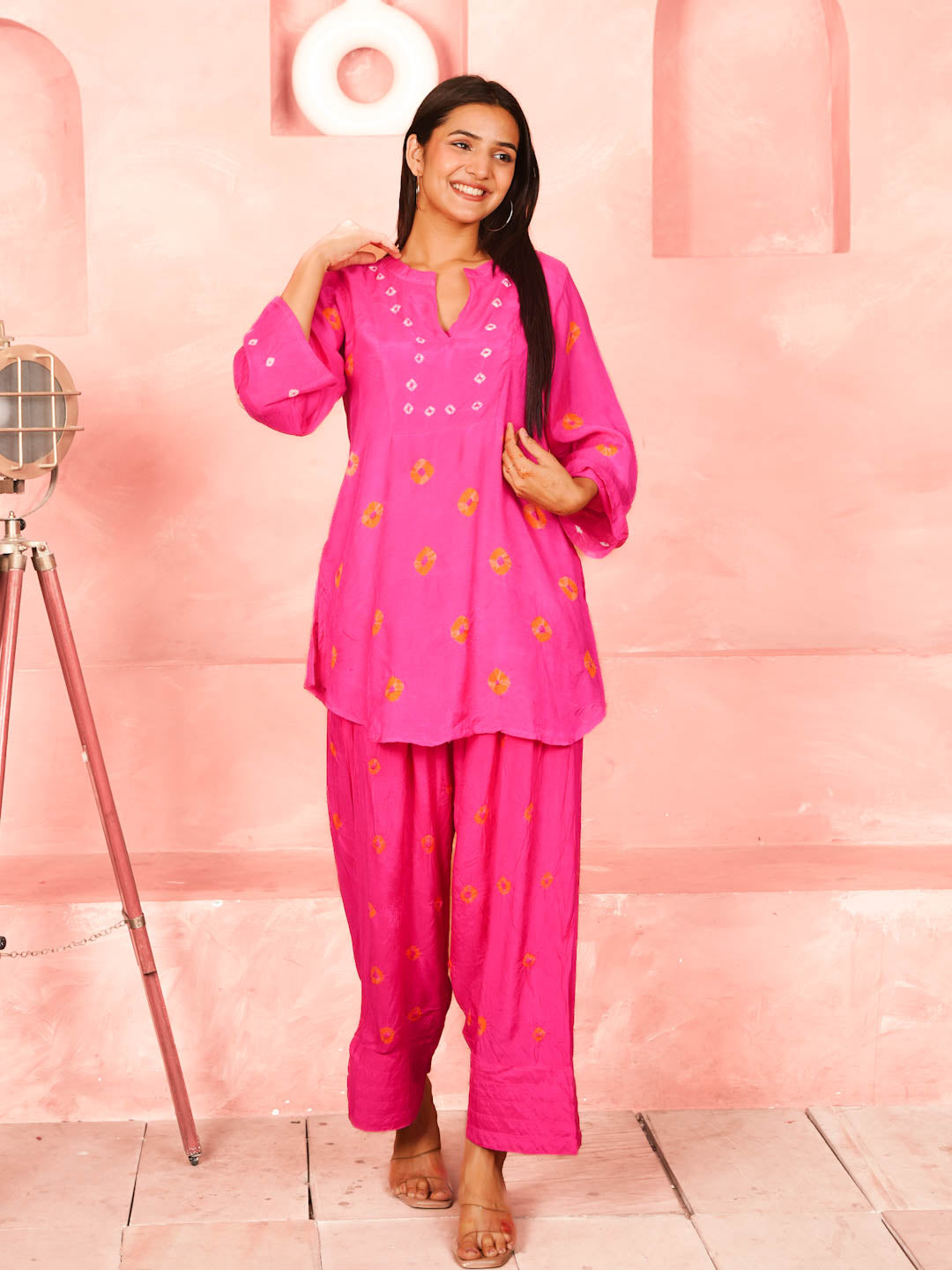 GULABI PINK BANDHEJ CO-ORD SET