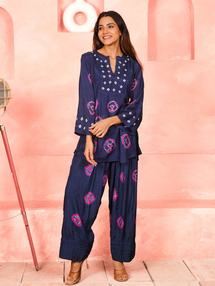 DARK BLUE BANDHEJ CO-ORD SET