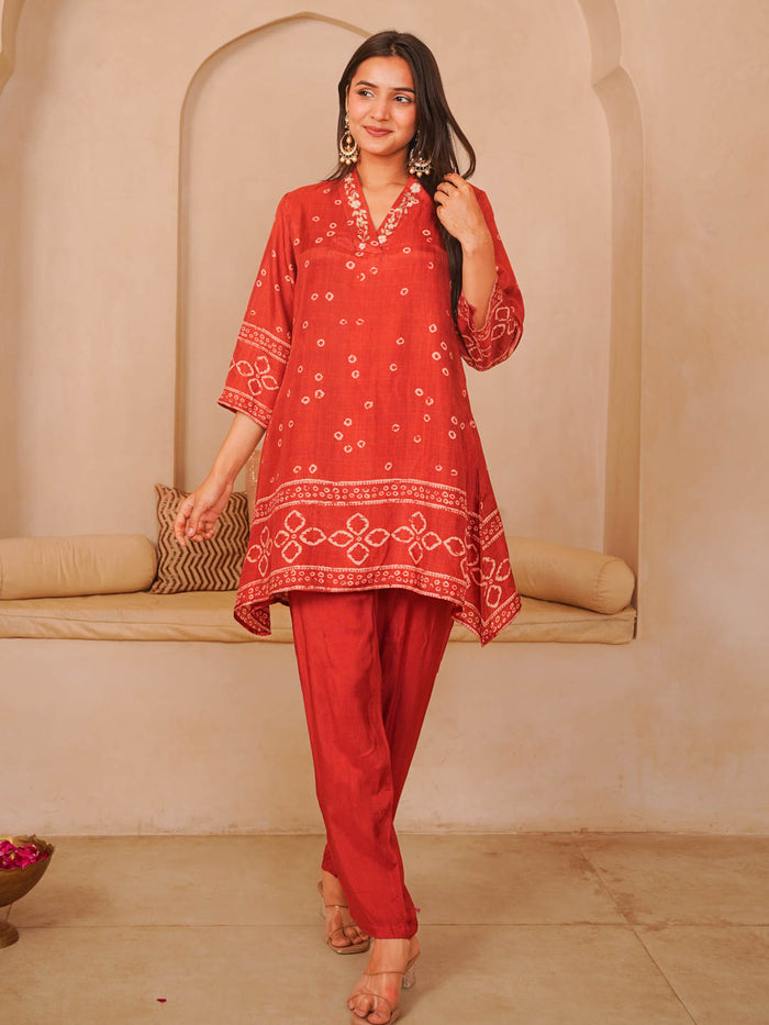 BRICK ORANGE HANDWORK CO-ORD SET