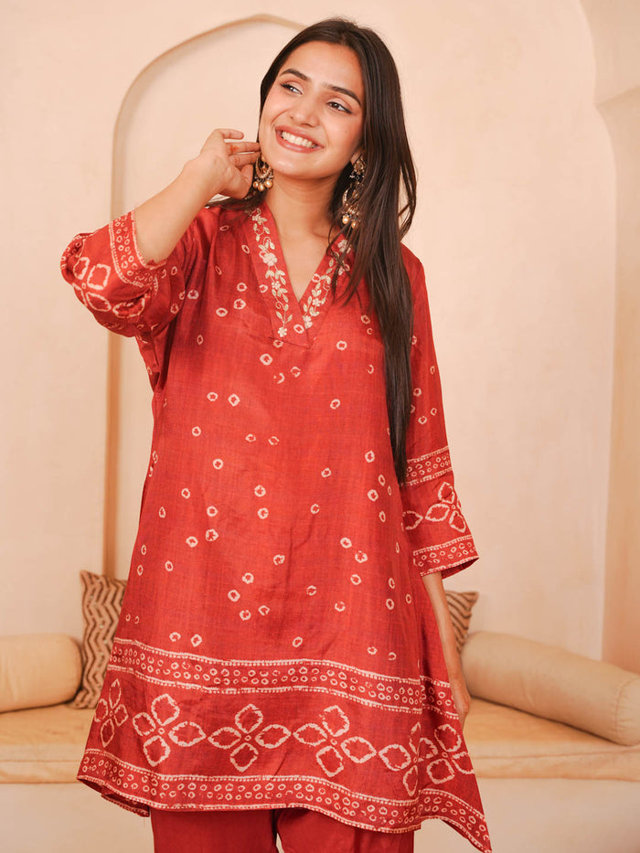 BRICK ORANGE HANDWORK CO-ORD SET