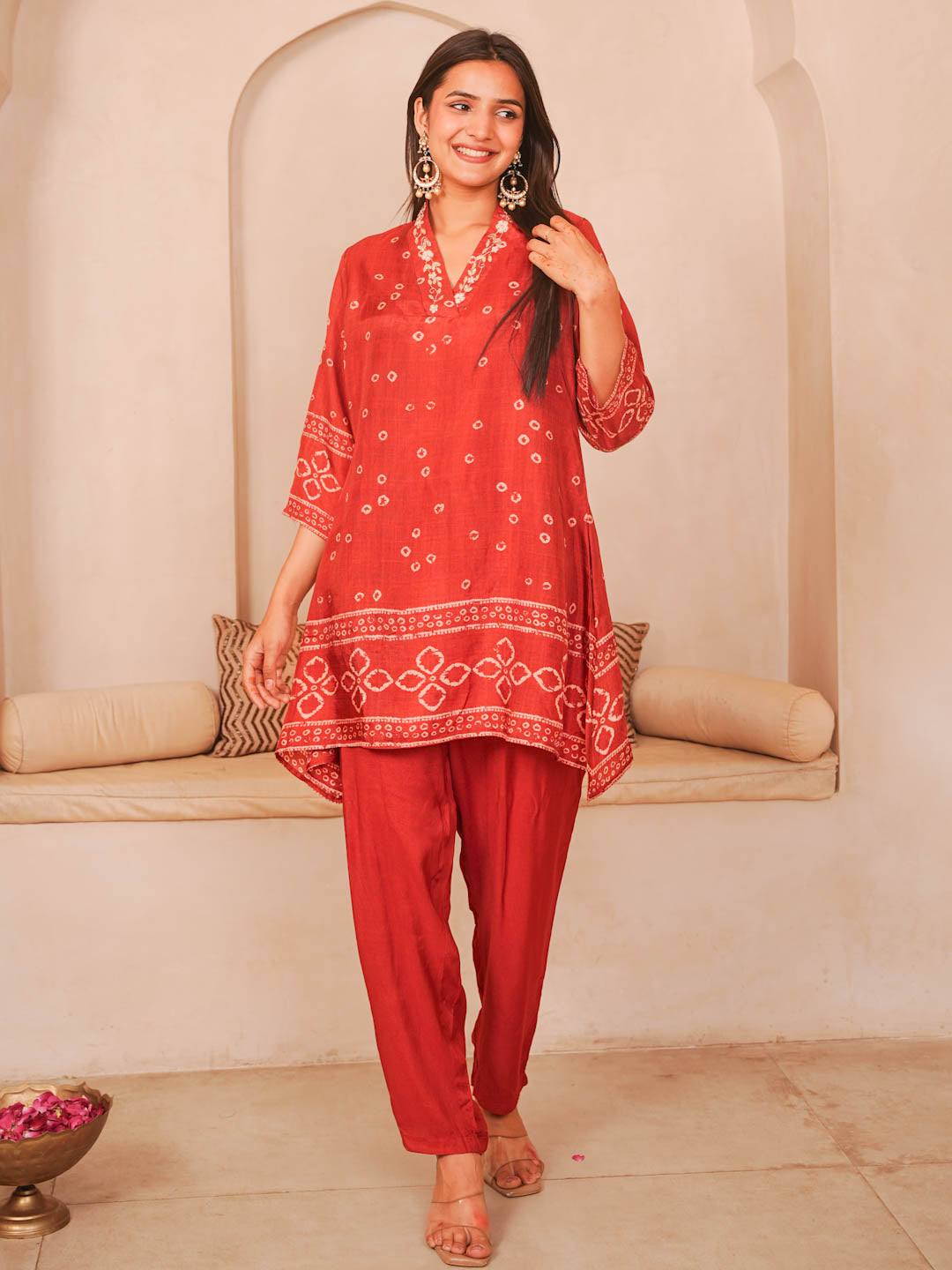 BRICK ORANGE HANDWORK CO-ORD SET