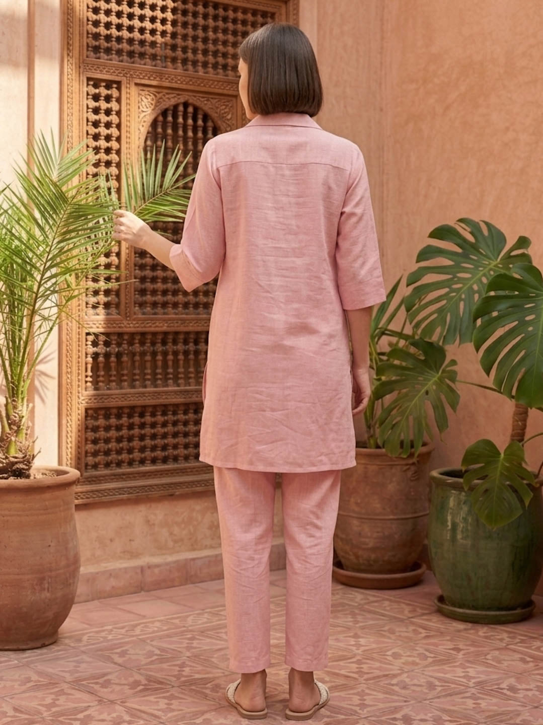 POWDER PINK HANDWORK CO-ORD SET
