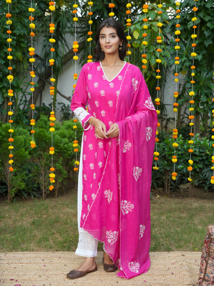 RANI & WHITE SUIT SET WITH EMBROIDERY