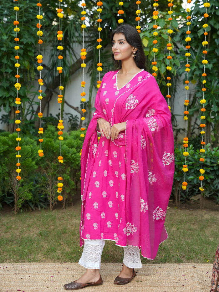 RANI & WHITE SUIT SET WITH EMBROIDERY