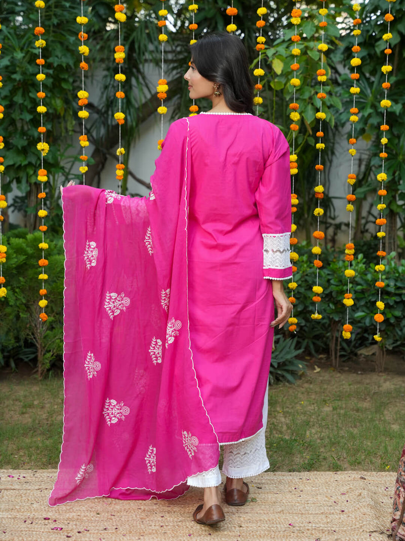 RANI & WHITE SUIT SET WITH EMBROIDERY