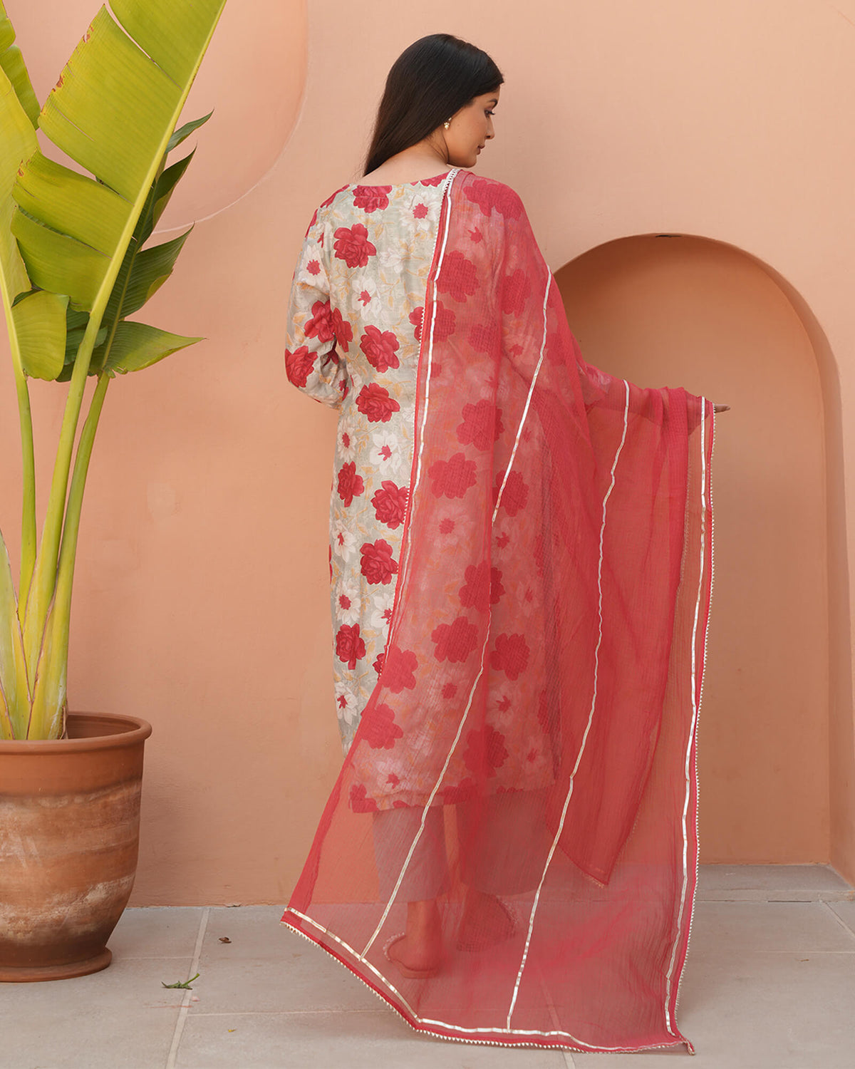 MINT GREEN & RED FLOWER PRINT SUIT SET