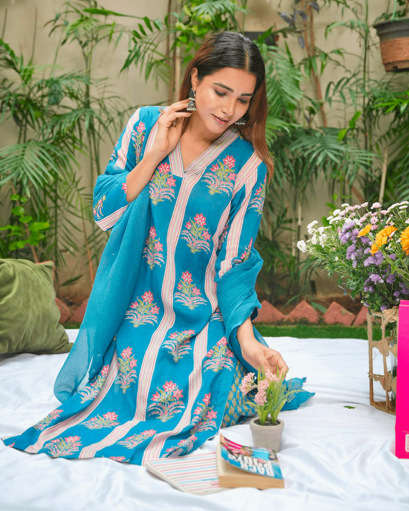 NAUTICAL BLUE COTTON MODAL SUIT SET