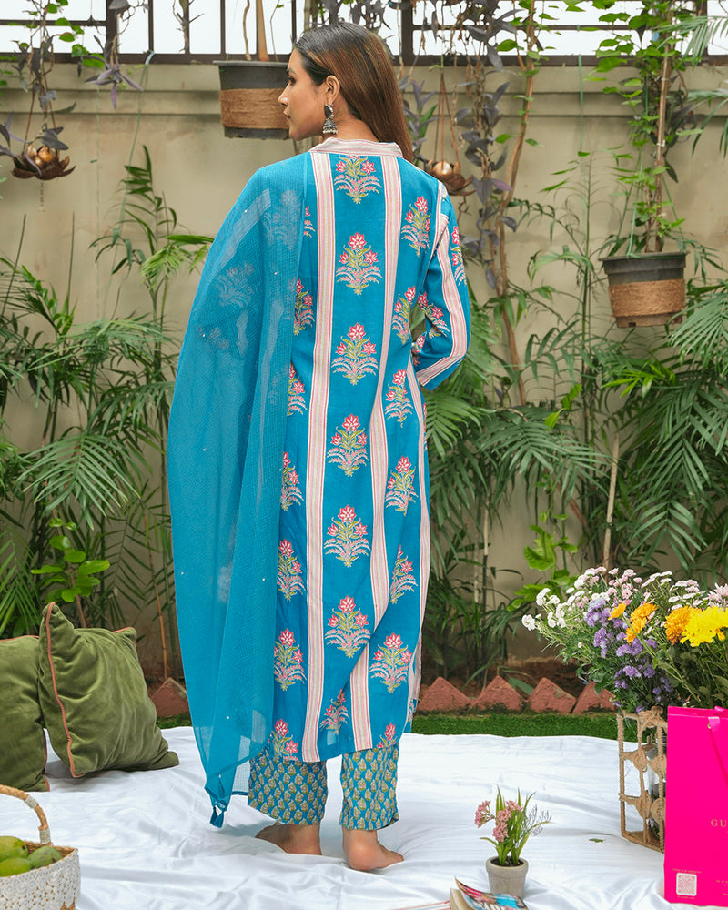 NAUTICAL BLUE COTTON MODAL SUIT SET