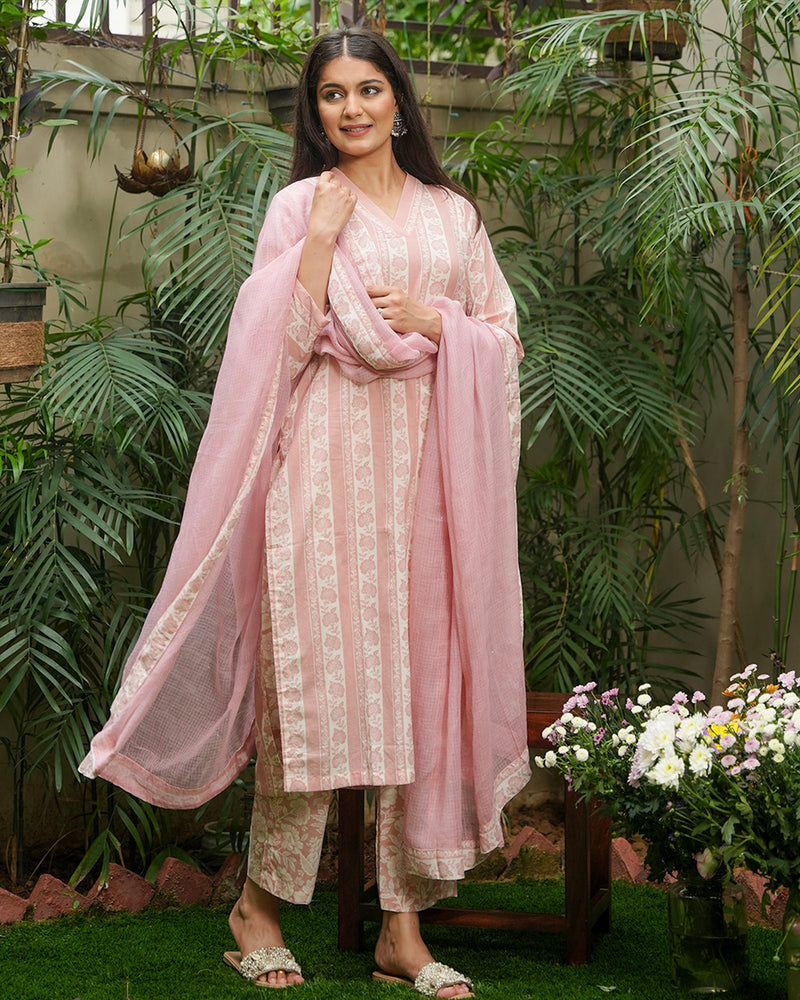 ENGLISH ROSE PRINTED COTTON SUIT SET