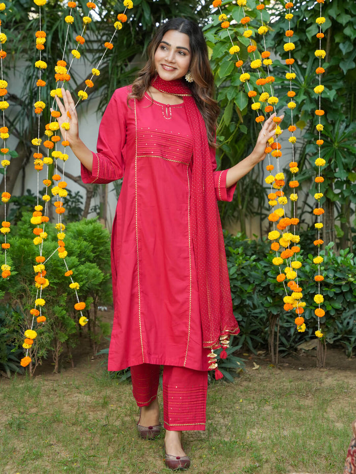 BASIC RED COTTON SUIT SET