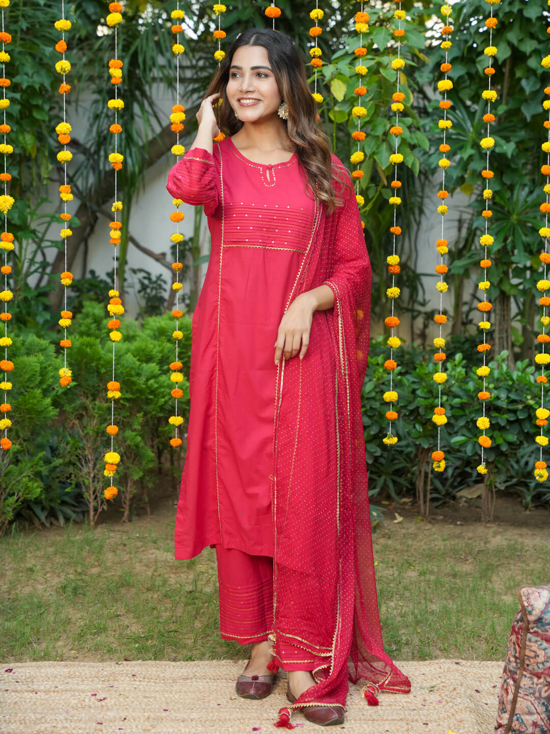BASIC RED COTTON SUIT SET