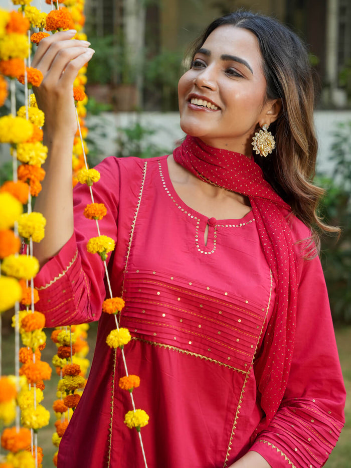 BASIC RED COTTON SUIT SET