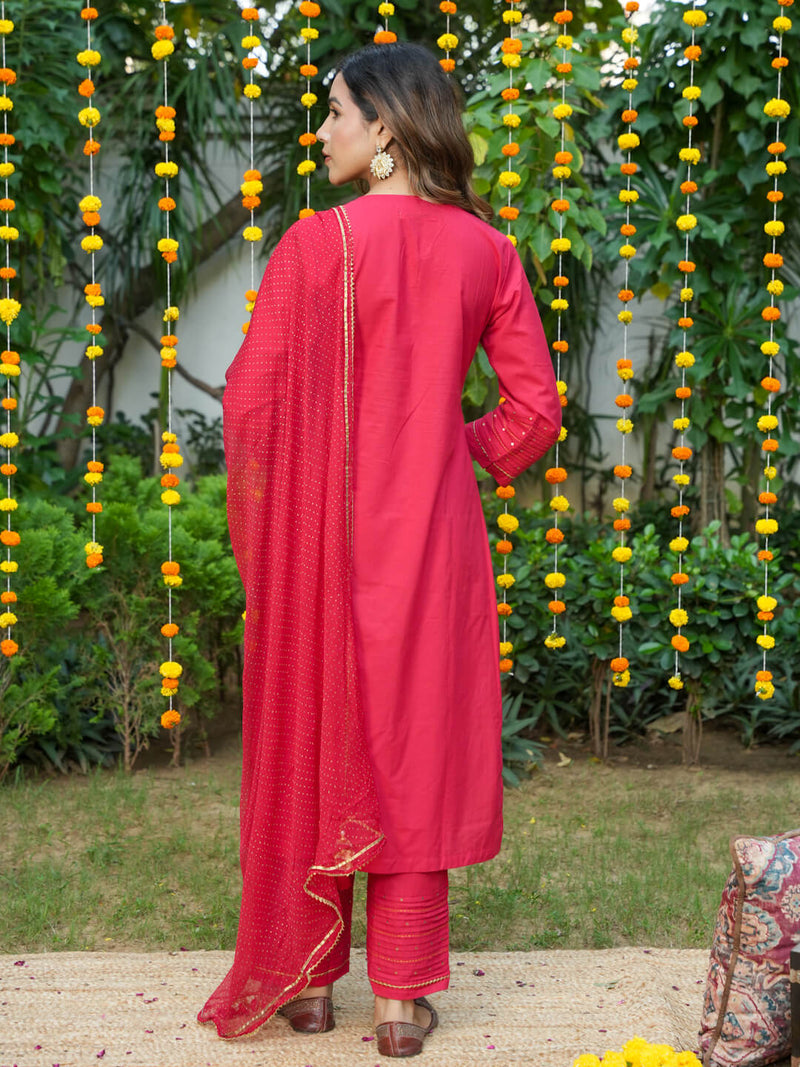 BASIC RED COTTON SUIT SET