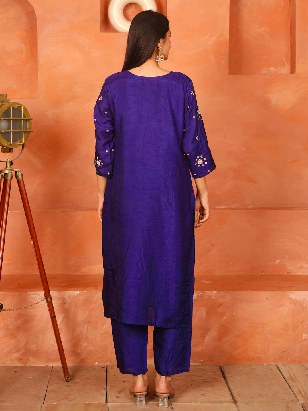 INDIGO PURPLE HANDWORK SUIT SET WITH DUPATTA