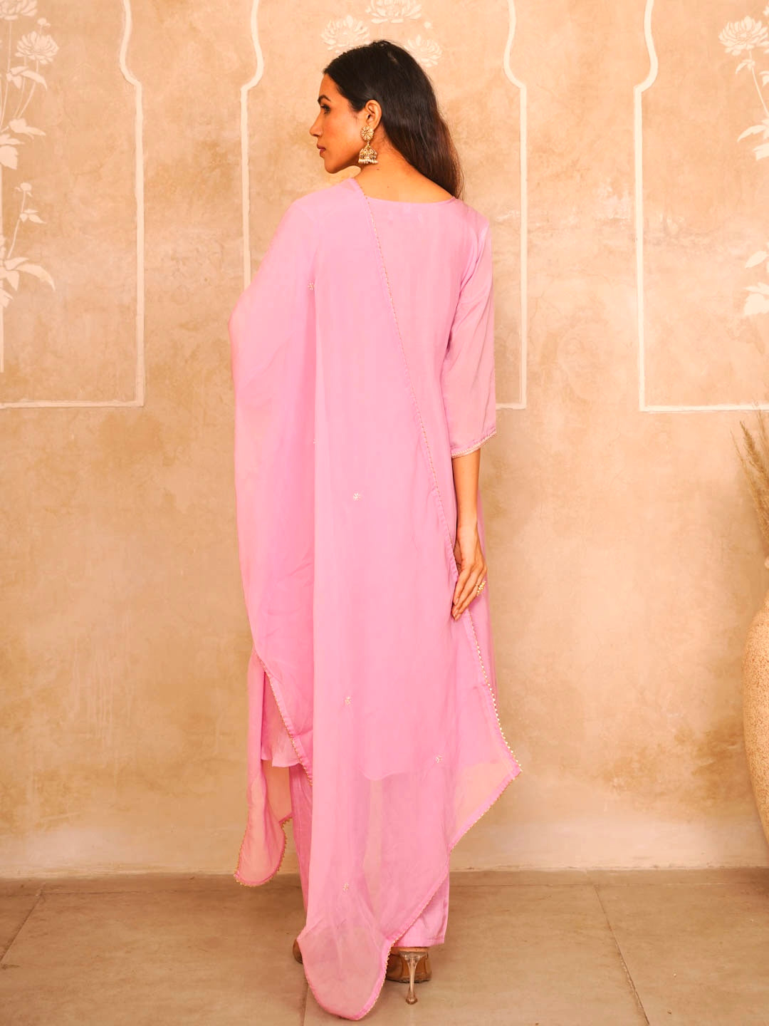 BLUSH PINK HANDWORK SUIT SET WITH DUPATTA