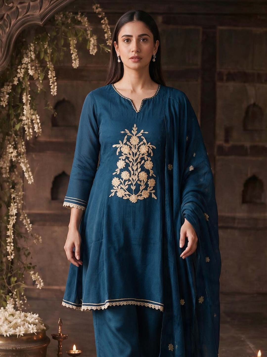 TEAL BLUE GOTTA WORK SUIT SET WITH DUPATTA