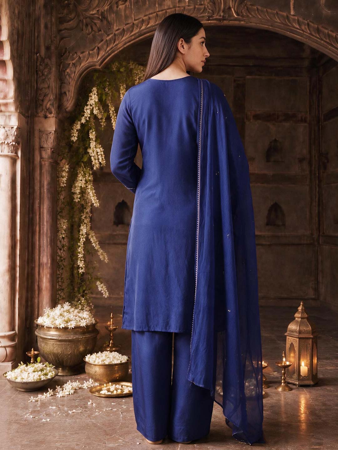 DARK PURPLE HANDWORK SUIT SET WITH DUPATTA
