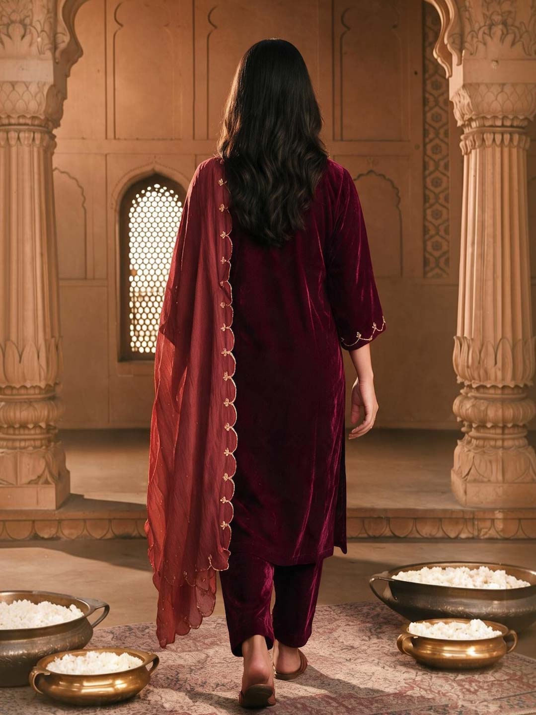 RUBY RED VELVET SUIT SET