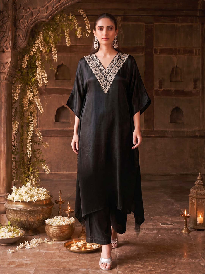 MIDNIGHT BLACK SILK CO-ORD SET